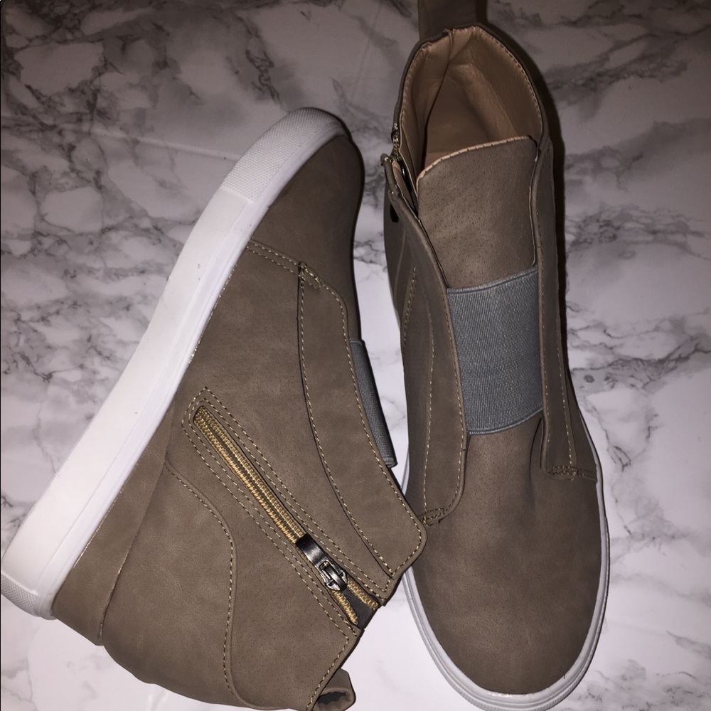 Beige Sneaker Wedges